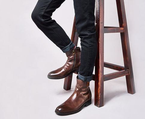 Bottes à cheville pour hommes de loisirs sculptées britanniques à orteils pointus