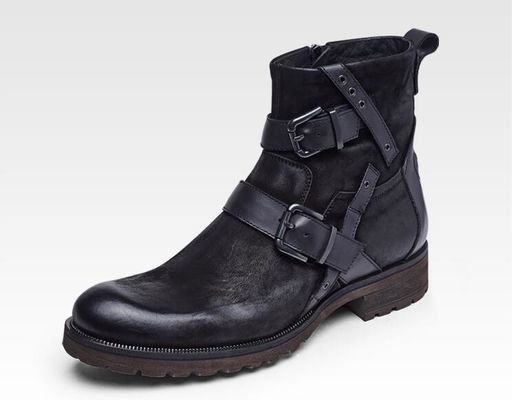 Chaussures Chelsea Homme imperméable à l'eau Homme cuir noir lacets jusqu'à la robe des bottes