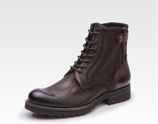 Taille normale Homme Marron Chaussures Chelsea en cuir à grain entier haut haut chaussures décontractées