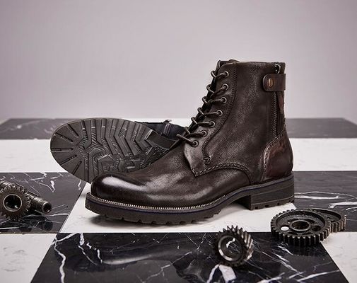 Taille normale Homme Marron Chaussures Chelsea en cuir à grain entier haut haut chaussures décontractées