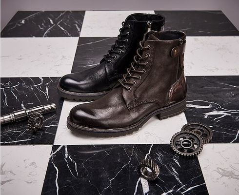 Taille normale Homme Marron Chaussures Chelsea en cuir à grain entier haut haut chaussures décontractées