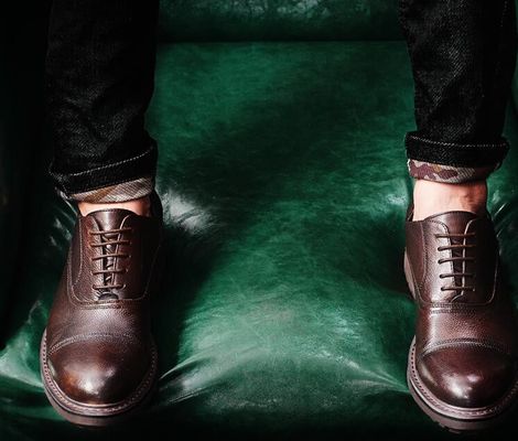 Chaussures en cuir pour hommes en tissu élégant Goodyear chaussures avec deux orteils