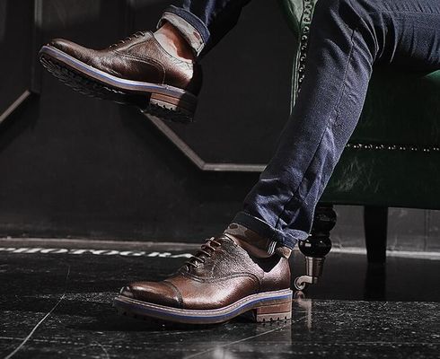 Chaussures en cuir pour hommes en tissu élégant Goodyear chaussures avec deux orteils