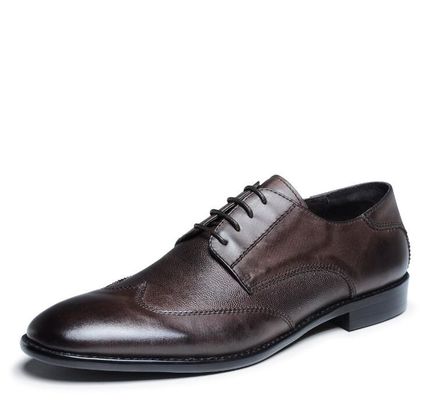 Anti-déroute Italie chaussures d' Oxford faites à la main, en cuir à grain entier, chaussures de sport pour hommes, marron.