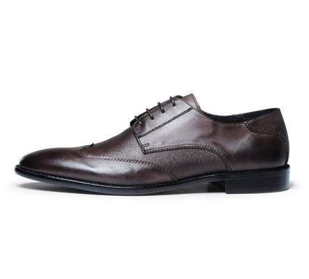 Anti-déroute Italie chaussures d' Oxford faites à la main, en cuir à grain entier, chaussures de sport pour hommes, marron.