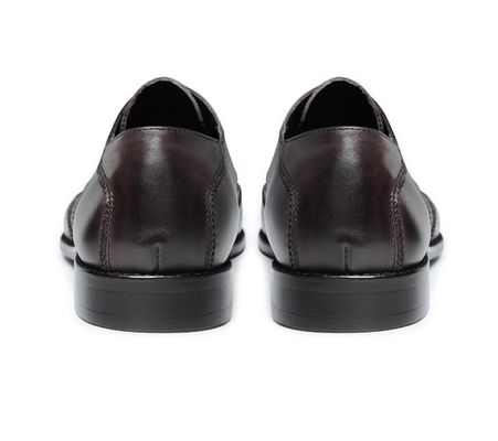 Anti-déroute Italie chaussures d' Oxford faites à la main, en cuir à grain entier, chaussures de sport pour hommes, marron.