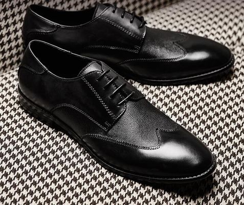Anti-déroute Italie chaussures d' Oxford faites à la main, en cuir à grain entier, chaussures de sport pour hommes, marron.