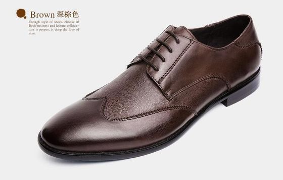 Anti-déroute Italie chaussures d' Oxford faites à la main, en cuir à grain entier, chaussures de sport pour hommes, marron.
