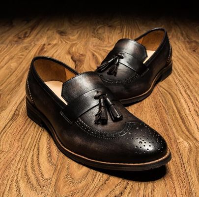 Printemps / automne Hommes en cuir tissé en marron, chaussures pour les fêtes