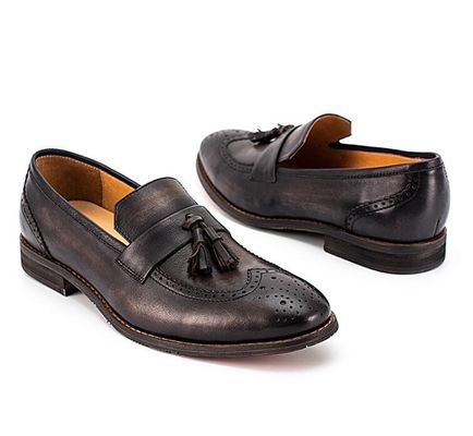 Printemps / automne Hommes en cuir tissé en marron, chaussures pour les fêtes