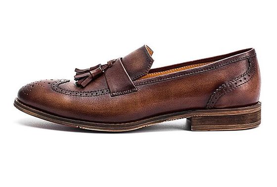 Printemps / automne Hommes en cuir tissé en marron, chaussures pour les fêtes
