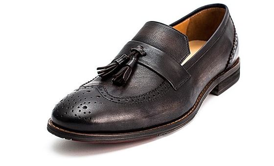 Printemps / automne Hommes en cuir tissé en marron, chaussures pour les fêtes