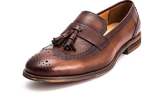 Printemps / automne Hommes en cuir tissé en marron, chaussures pour les fêtes