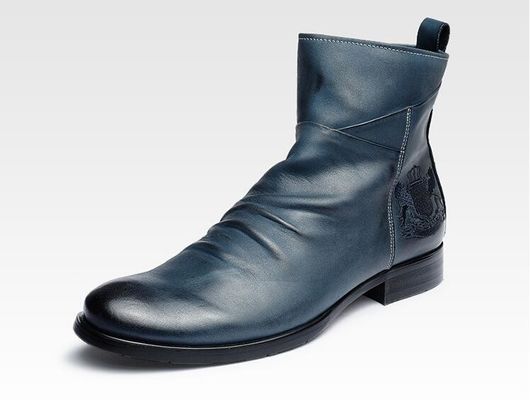 Chaussures à talons rondes pour hommes chaussures à cheville en cuir véritable chaussures d'ascenseur pour hommes