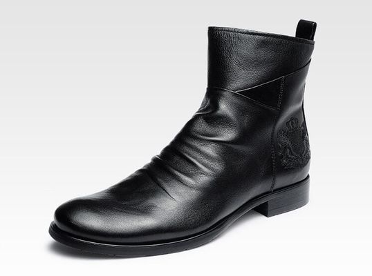 Chaussures à talons rondes pour hommes chaussures à cheville en cuir véritable chaussures d'ascenseur pour hommes