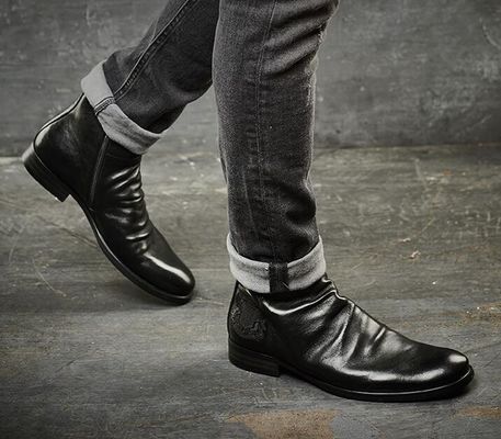 Chaussures à talons rondes pour hommes chaussures à cheville en cuir véritable chaussures d'ascenseur pour hommes