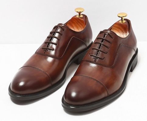 Chaussures à talons simples Hommes Marron dentelle jusqu'à la robe Tailles personnalisées avec finition en cuir cireux