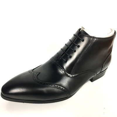 Fermeture à glissière en cuir authentique, hommes de neige d'hiver, bottes anti-élastique, semelle en caoutchouc