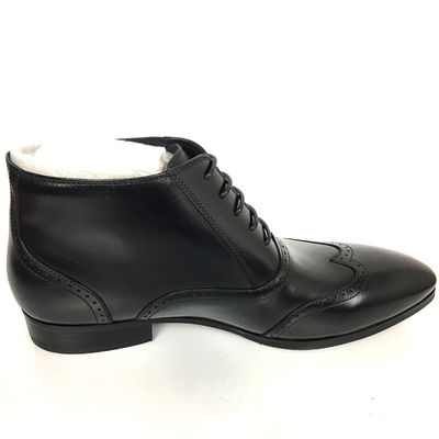 Fermeture à glissière en cuir authentique, hommes de neige d'hiver, bottes anti-élastique, semelle en caoutchouc