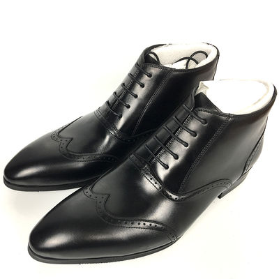 Fermeture à glissière en cuir authentique, hommes de neige d'hiver, bottes anti-élastique, semelle en caoutchouc