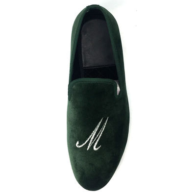 Des loafers en velours de luxe pour hommes en velours verts faits à la main