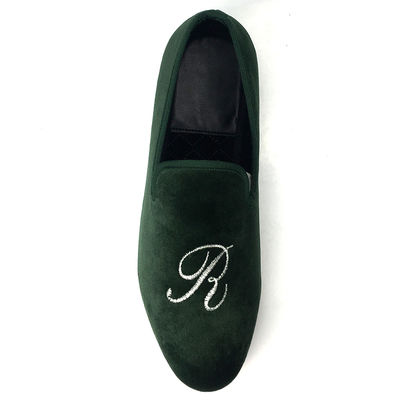Des loafers en velours de luxe pour hommes en velours verts faits à la main