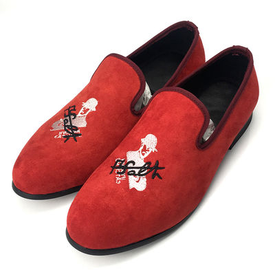 Chaussures à talons rouges pour hommes Velour Loafers Skull Style personnalisé Pour hommes chaussures décontractées