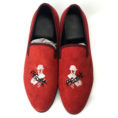 Chaussures à talons rouges pour hommes Velour Loafers Skull Style personnalisé Pour hommes chaussures décontractées