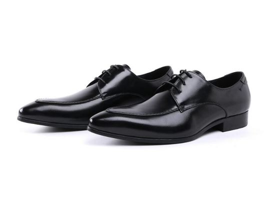 Des chaussures en cuir noir, des chaussures à lacets.