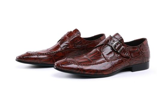Brogues en cuir brillant faits à la main chaussures d'affaires brunes formelles pour les soirées