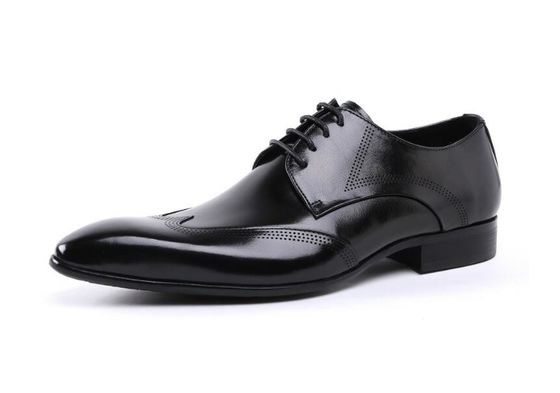 Brogue personnalisé Brun brossé chaussures en cuir Robes confortables pour hommes