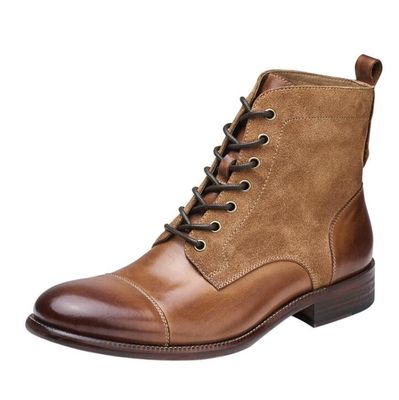 Mode durable en cuir d'hiver coloré pour hommes en style militaire bottes imperméables