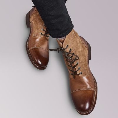 Mode durable en cuir d'hiver coloré pour hommes en style militaire bottes imperméables