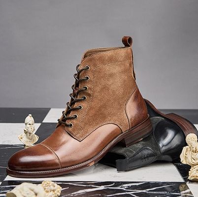 Mode durable en cuir d'hiver coloré pour hommes en style militaire bottes imperméables