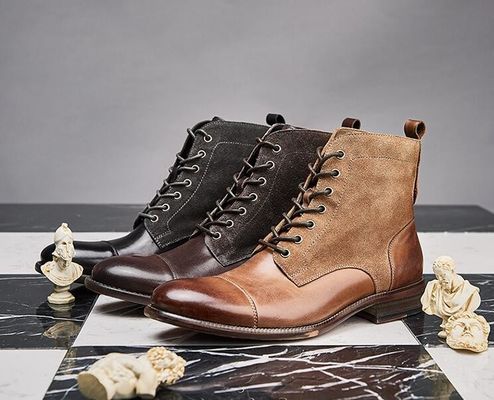 Mode durable en cuir d'hiver coloré pour hommes en style militaire bottes imperméables
