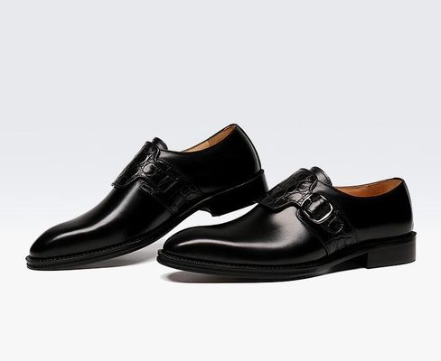 Chaussures à bretelles de luxe pour hommes / chaussures en cuir authentique pur style italien
