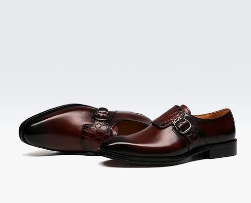 Chaussures à bretelles de luxe pour hommes / chaussures en cuir authentique pur style italien