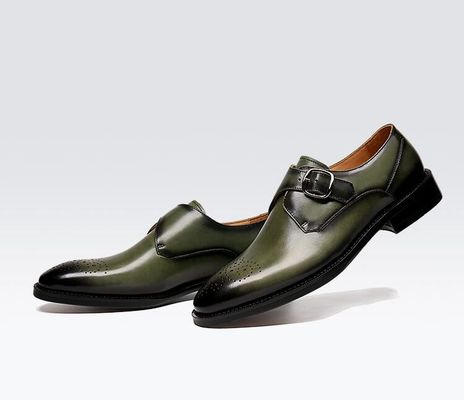 Chaussures en cuir d'Oxford pour homme à boucle de robe chaussures de mariée noire / verte