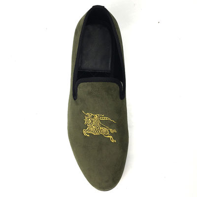 Les hommes de l'armée Verts Velour Loafers Respirants Hommes Glissez sur les chaussures d'été