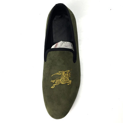 Les hommes de l'armée Verts Velour Loafers Respirants Hommes Glissez sur les chaussures d'été