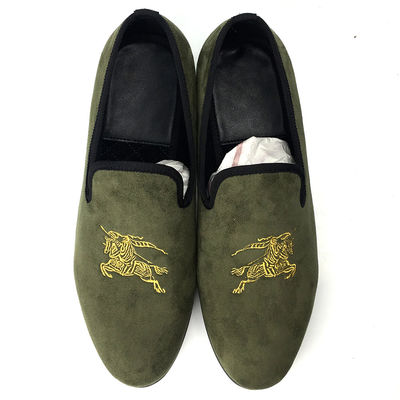Les hommes de l'armée Verts Velour Loafers Respirants Hommes Glissez sur les chaussures d'été