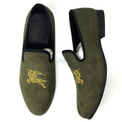 Les hommes de l'armée Verts Velour Loafers Respirants Hommes Glissez sur les chaussures d'été