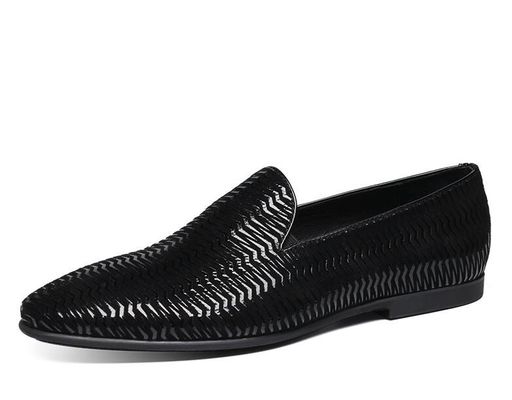 Chaussettes en cuir italien brun pour hommes Chaussettes en cuir tissé avec motif ondulé