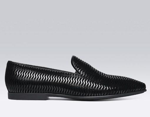 Chaussettes en cuir italien brun pour hommes Chaussettes en cuir tissé avec motif ondulé