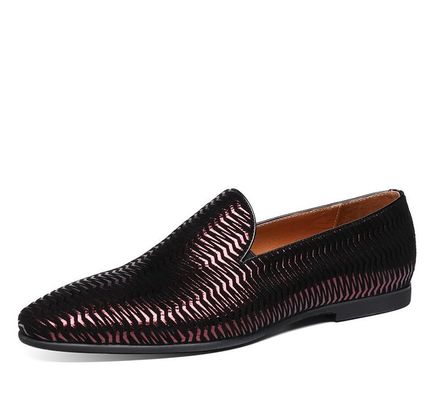 Chaussettes en cuir italien brun pour hommes Chaussettes en cuir tissé avec motif ondulé