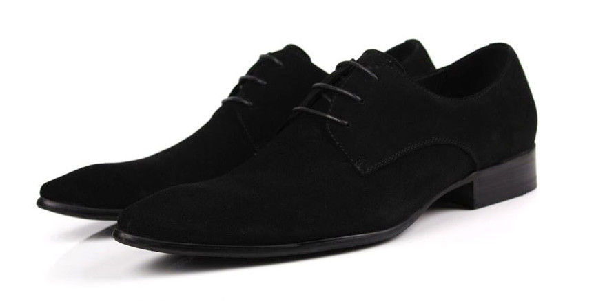 Chaussures classiques en PU Suède pour hommes en robe de mariée, chaussures de style Oxford, chaussures de mariée noire