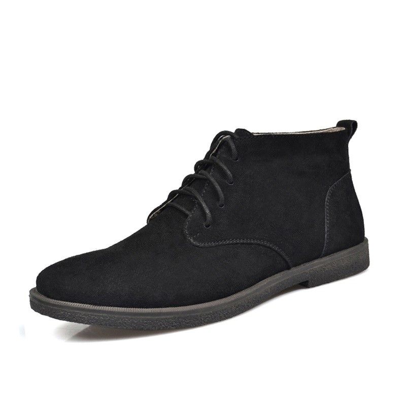 Bottes de désert en suède, en cuir, pour hommes, talons carrés, chaussures à cheville.