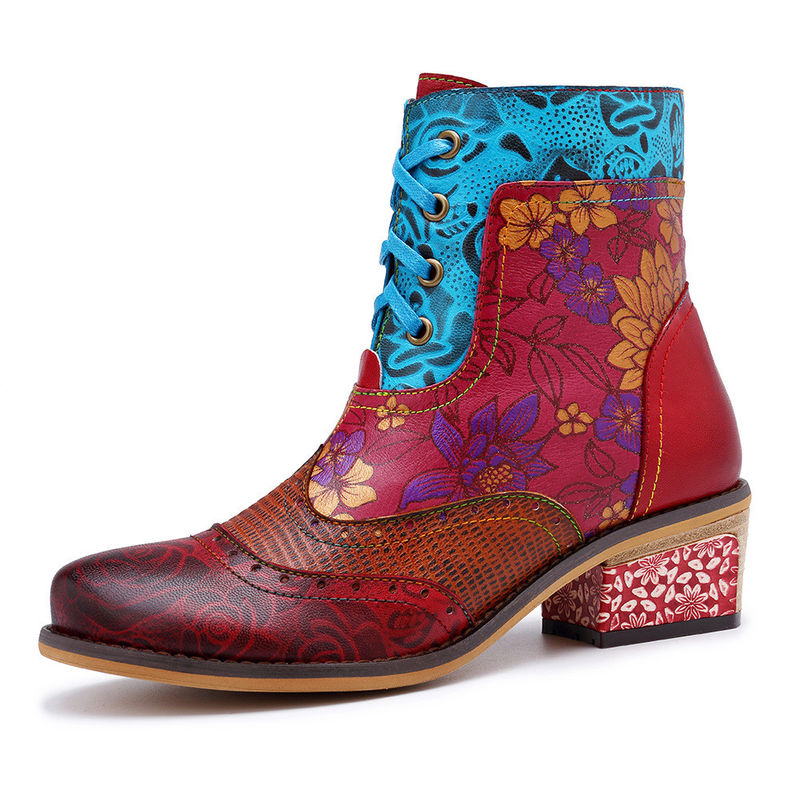 Des bottes de cow-girl en cuir authentique, des bottes de cheville en cuir pour femme, taille grande.