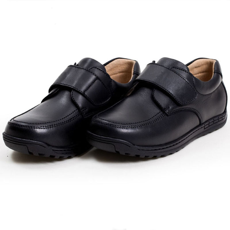 Chaussures d'école en cuir unisexe Noir taille 26-45 Talon plat avec doublure en cuir