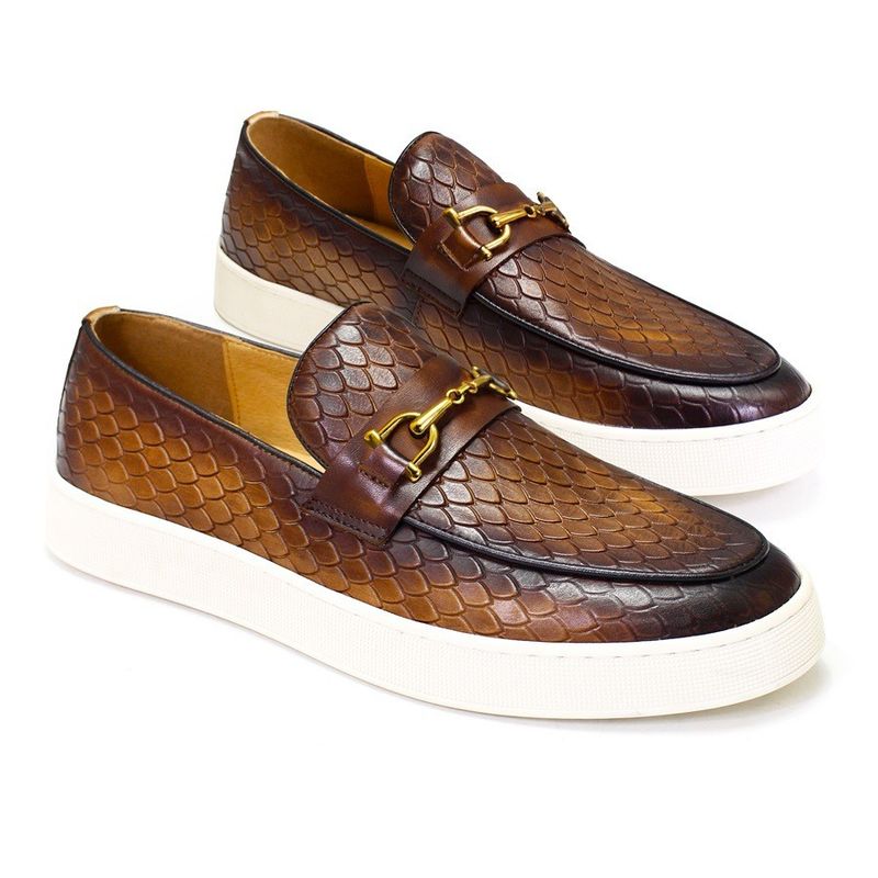 Toutes les saisons Hommes Slip On Sneakers En cuir authentique Chaussures de bateau plat Pour le loisir
